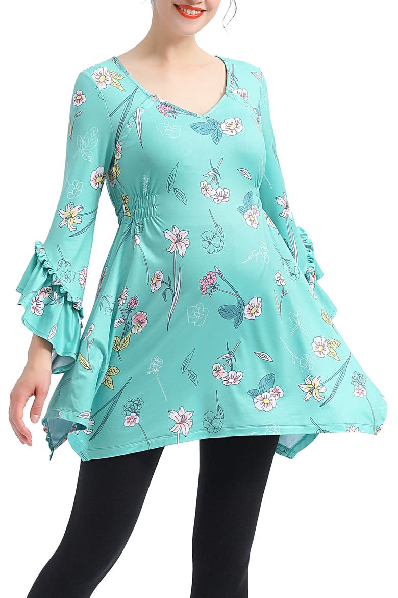 Sue Flare Sleeve Maternity/Nursing Tunic, Main, color, MULTI COLORED
