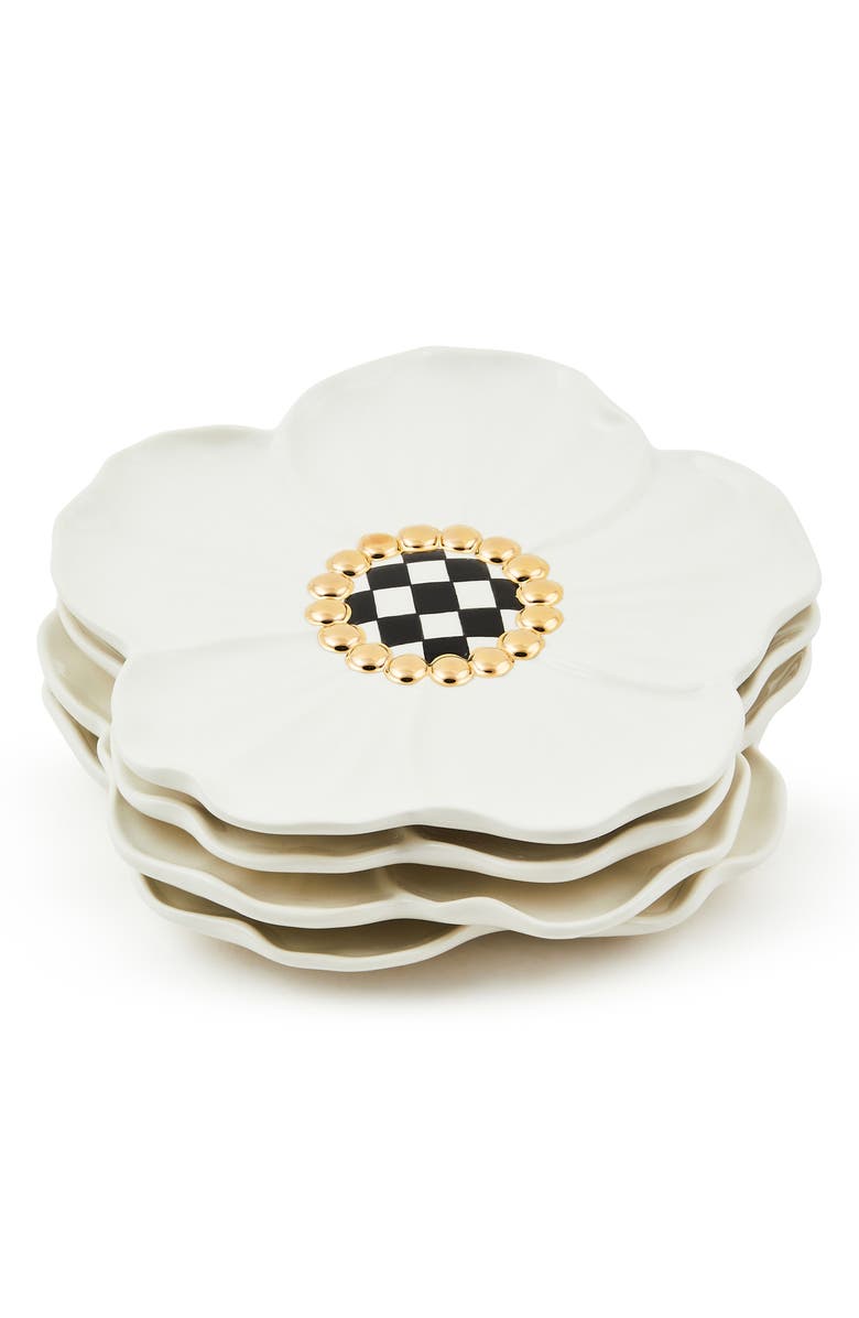 MACKENZIE CHILDS White Rabbit Set of 4 Dessert Plates, Alternate, color, White