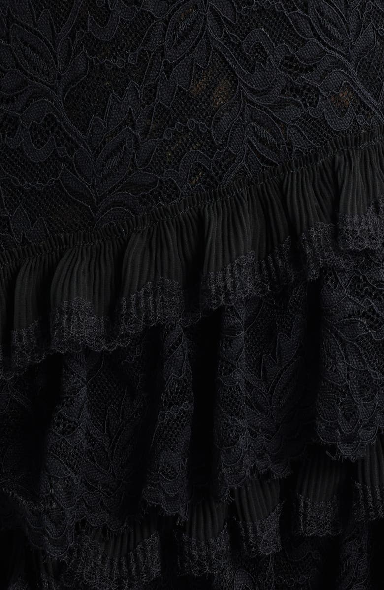 LoveShackFancy Rhea Lace Long Sleeve Minidress, Alternate, color, Black