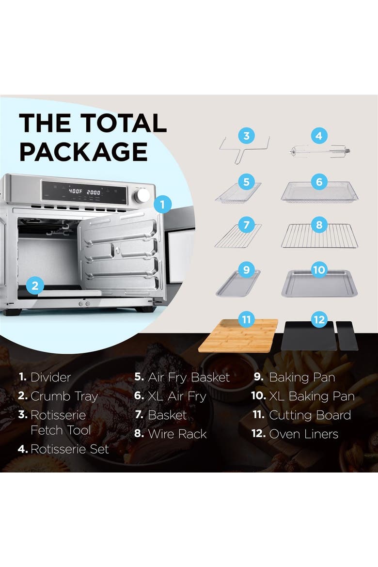 Dual Zone 10-in-1 Air Fryer & Toaster Oven - Up to 450°, 1800W Temperature Control, Alternate, color, Silver