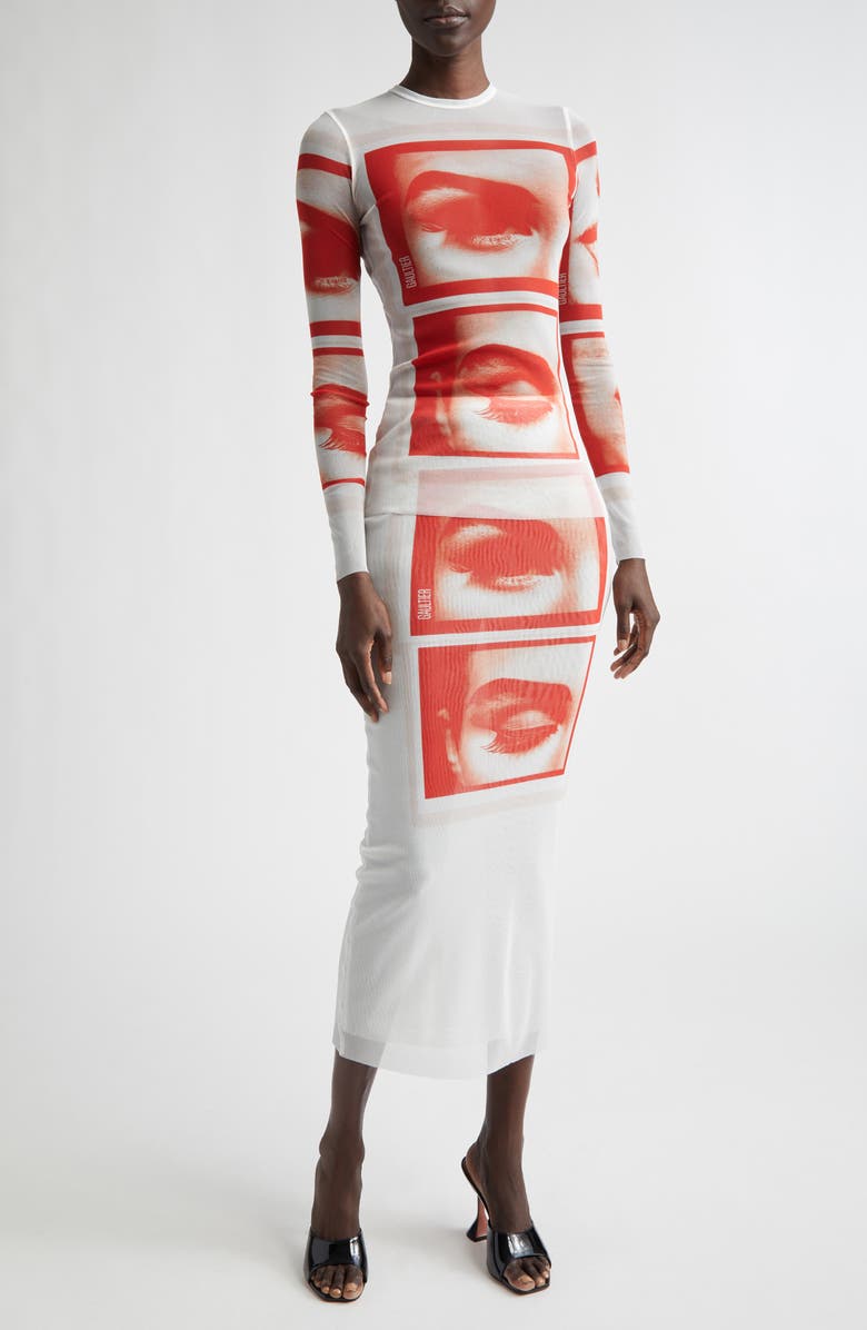 Jean Paul Gaultier Re-Edition Eye Print Mesh T-Shirt, Alternate, color, White/ Red/ Light Orange