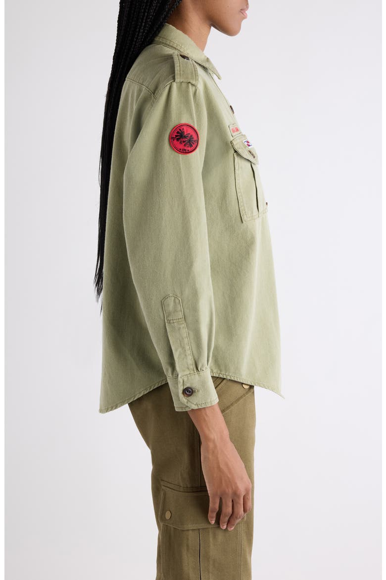 Umberta Patch Cotton Twill Button-Up Shirt, Alternate, color, KHAKI