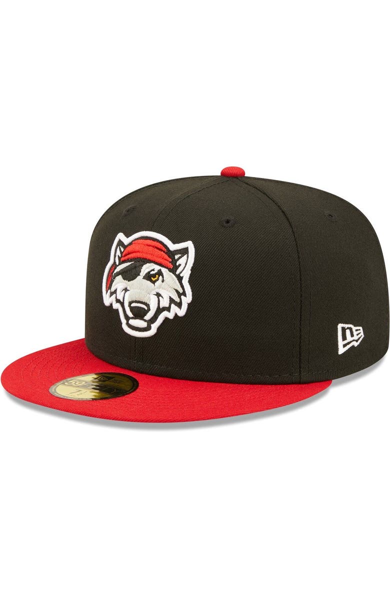New Era Men's New Era Black Erie SeaWolves Authentic Collection Team Alternate 59FIFTY Fitted Hat, Main, color, 