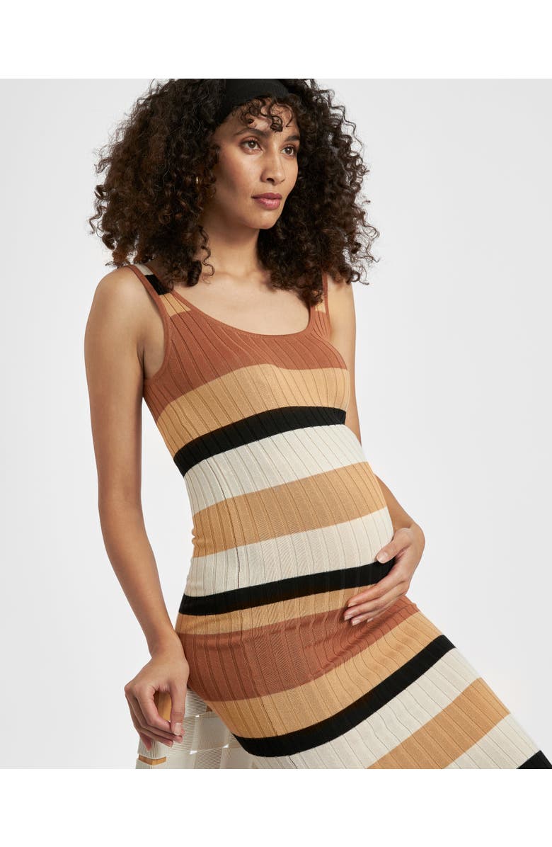 Ripe Maternity Sarah Stripe Knit Dress, Alternate, color, Amber / Natural / Black