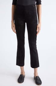 Vince Lambskin Suede Crop Flare Leg Pants