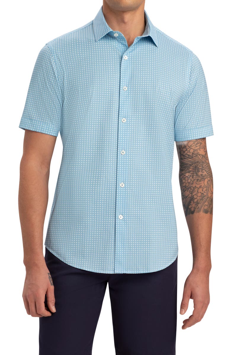 Bugatchi Print Stretch Cotton Button-Up Shirt, Main, color, 