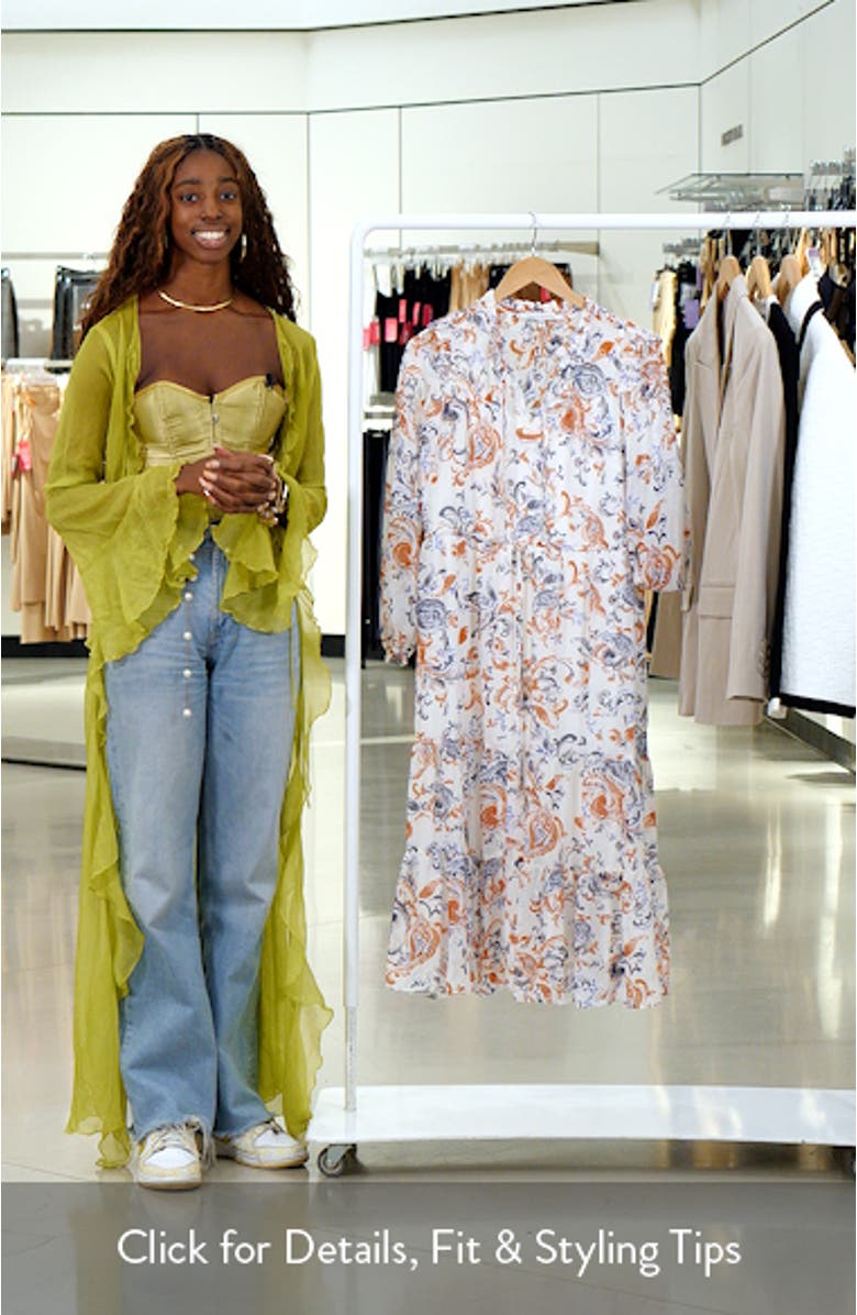 Floral Print Long Sleeve Midi Dress, sales video thumbnail