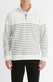 Vince Stripe Sueded Quarter-Zip Top