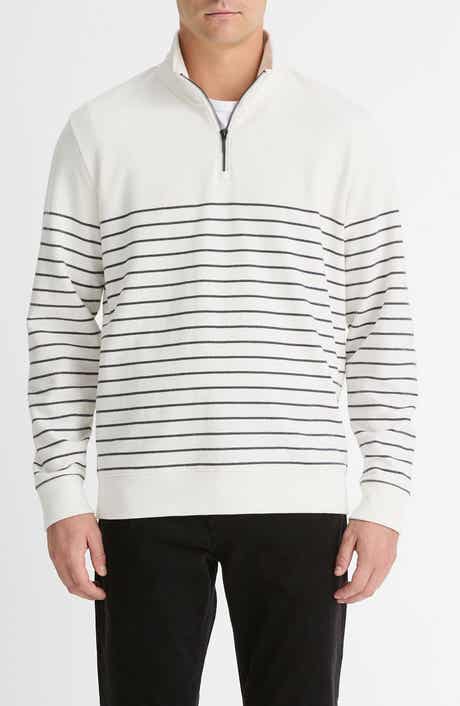 Vince Stripe Sueded Quarter-Zip Top