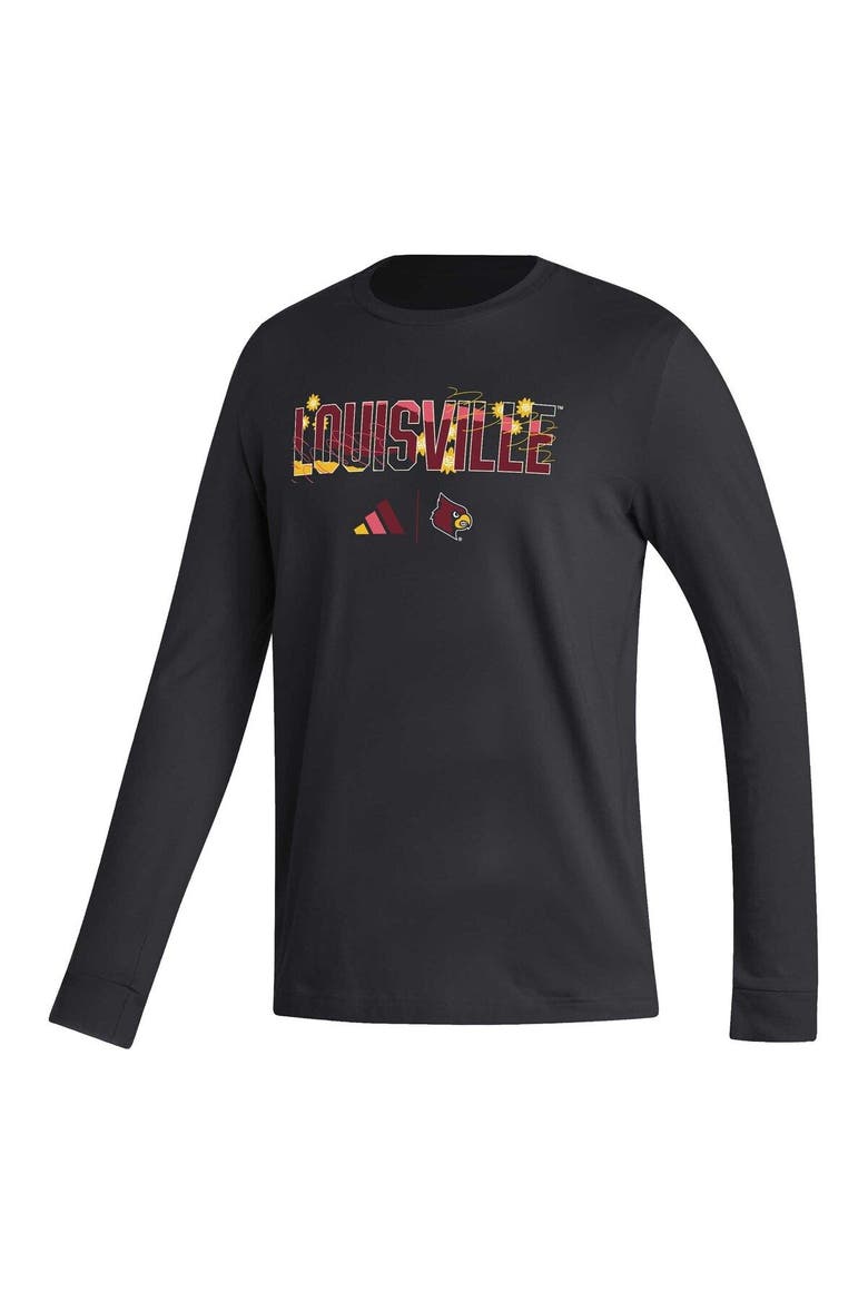 Men's adidas Black Louisville Cardinals Honoring Black Excellence Long Sleeve T-Shirt, Alternate, color, Black