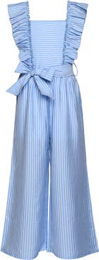 Truly Me Kids' Stripe Ruffle Sleeveless Jumpsuit