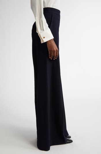 Osol Pleated Wide Leg Virgin Wool Blend Pants
