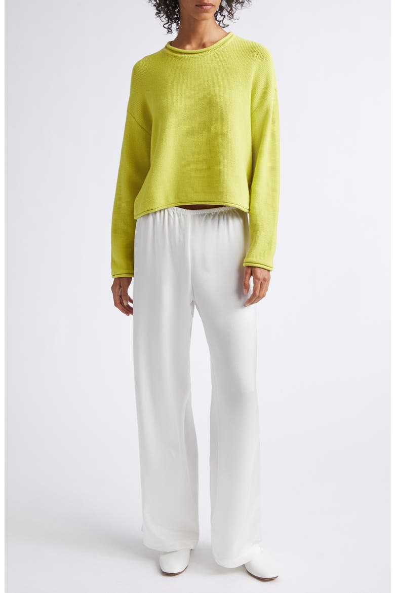 Mae Crewneck Cotton Blend Sweater, Alternate, color, CHARTREUSE