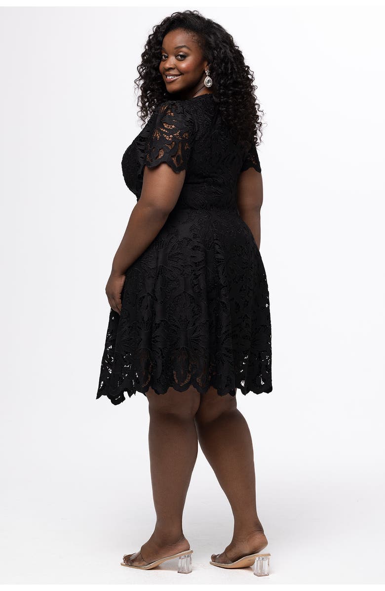 Celebrations by Sydney's Closet Lace Plus Size  Party Dress with Cap Sleeve, Alternate, color, Black