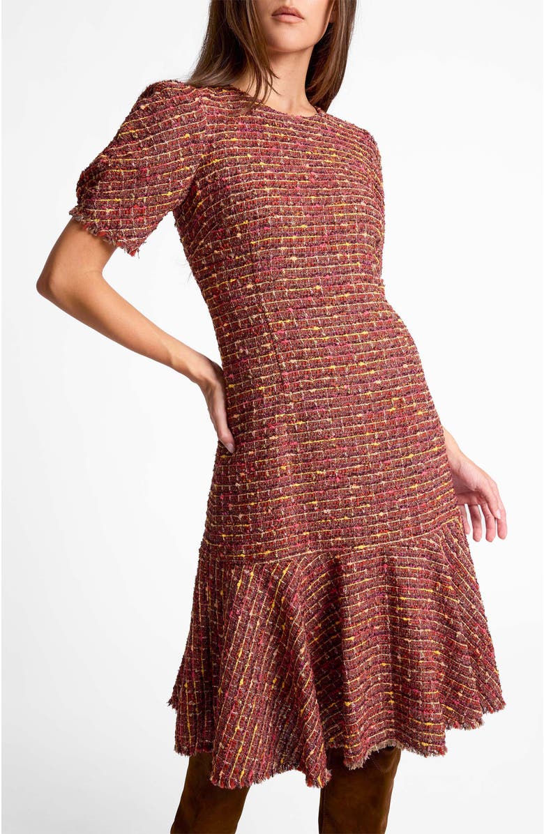 Santorelli Dasia Sheath Tweed Dress, Main, color, Auburn Multi