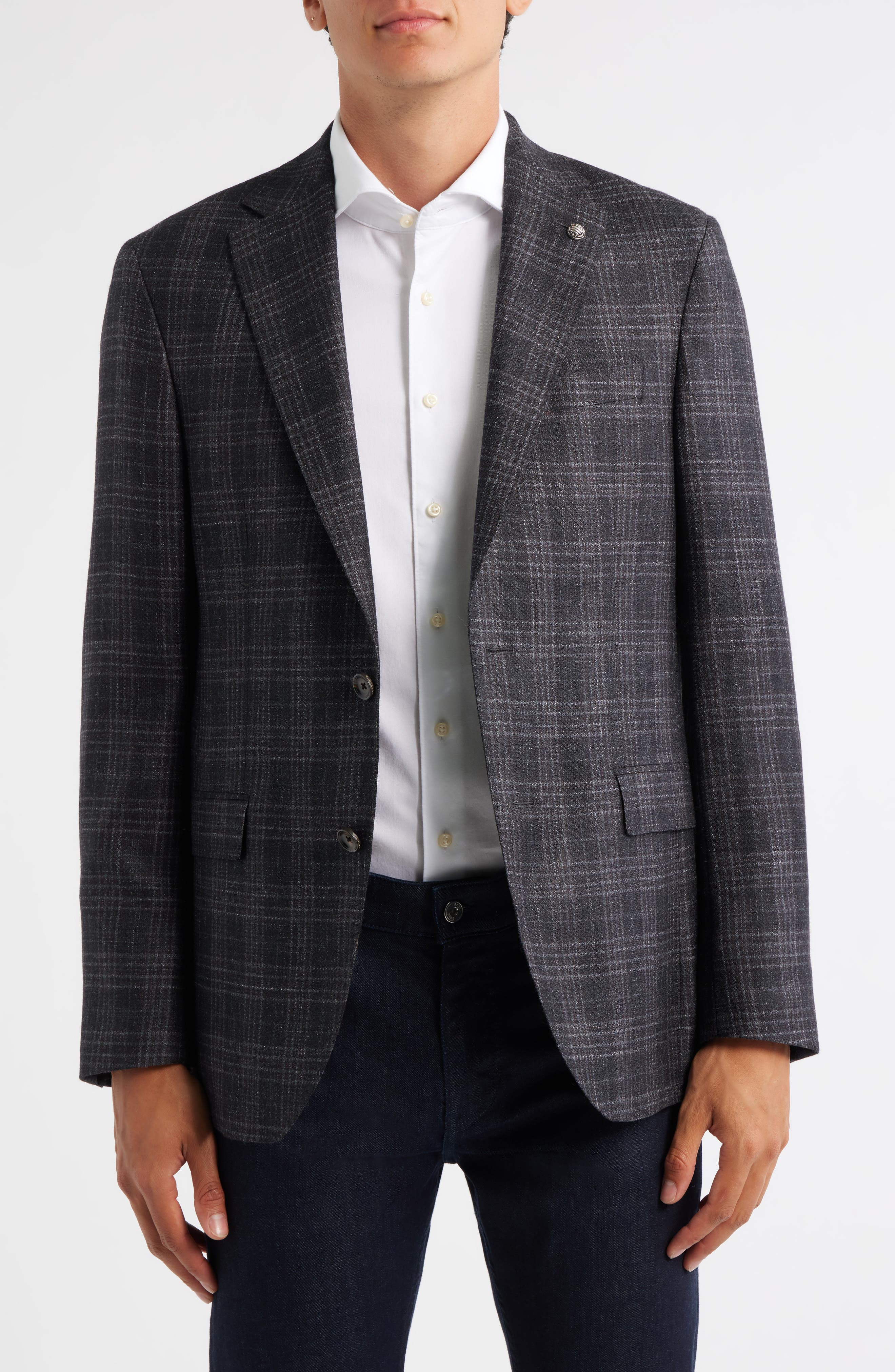 Jack Victor Midland Contemporary Fit Plaid Wool & Silk Blend Sport Coat