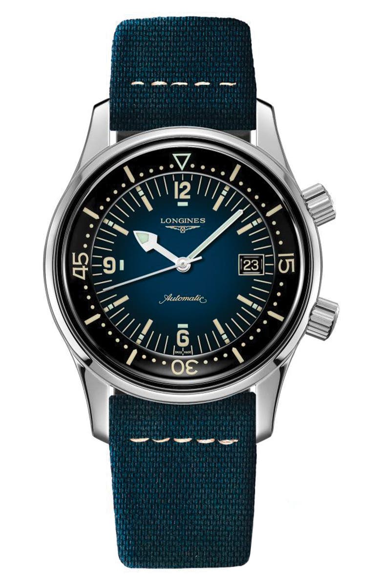 Longines Legend Diver Automatic Strap Watch, 42mm, Main, color, Blue