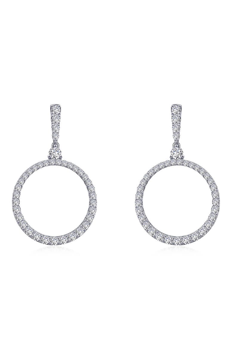 Open Circle Simulated Diamond Drop Earrings, Main, color, WHITE