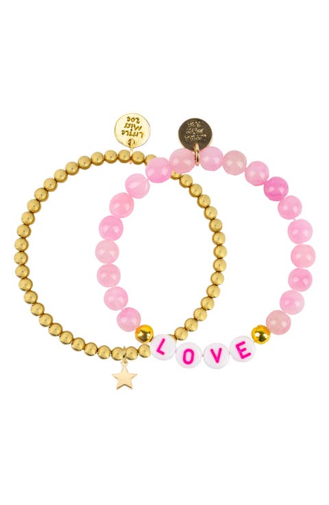 "LOVE" Gemstone Bracelet Duo