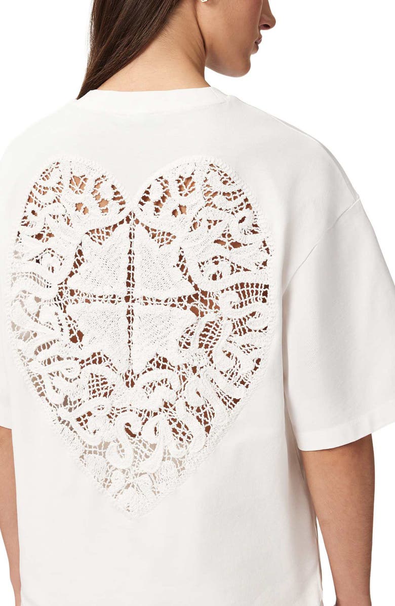 AllSaints Esme Amelie Crochet Heart Back T-Shirt, Alternate, color, Ecru White