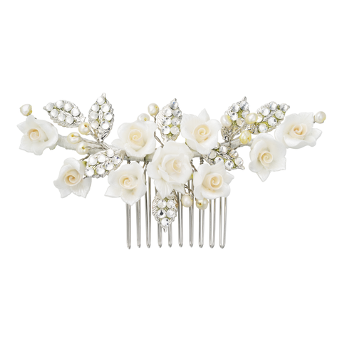 Victoria Crystal Floral Comb
