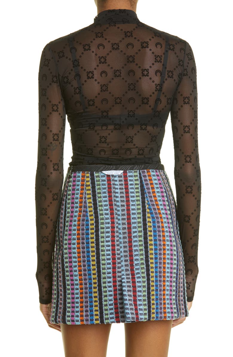 Marine Serre Moonogram Flocked Mesh Top, Alternate, color,
