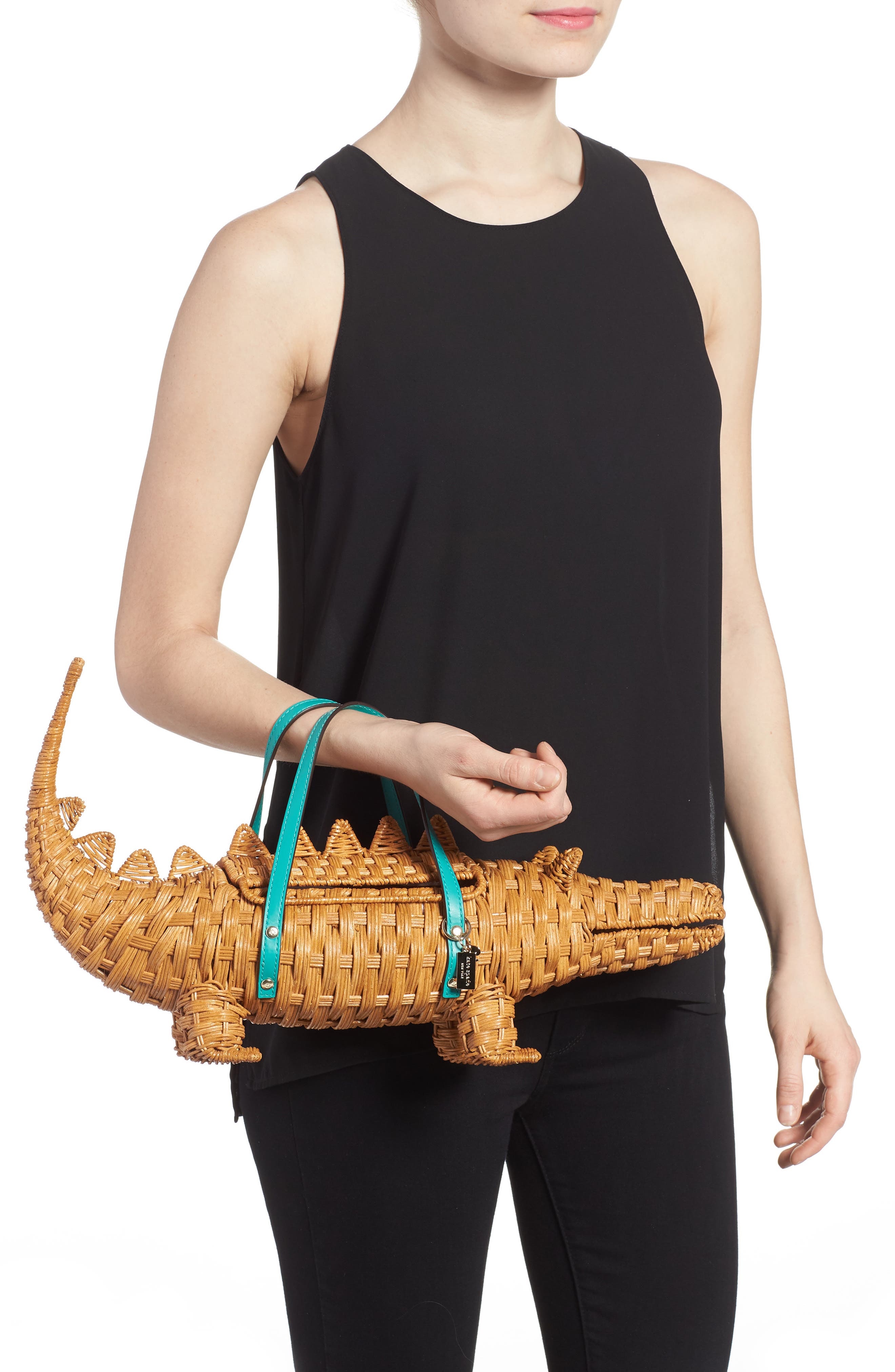 Kate Spade New York swamped 3D wicker alligator handbag, Alternate, color, 