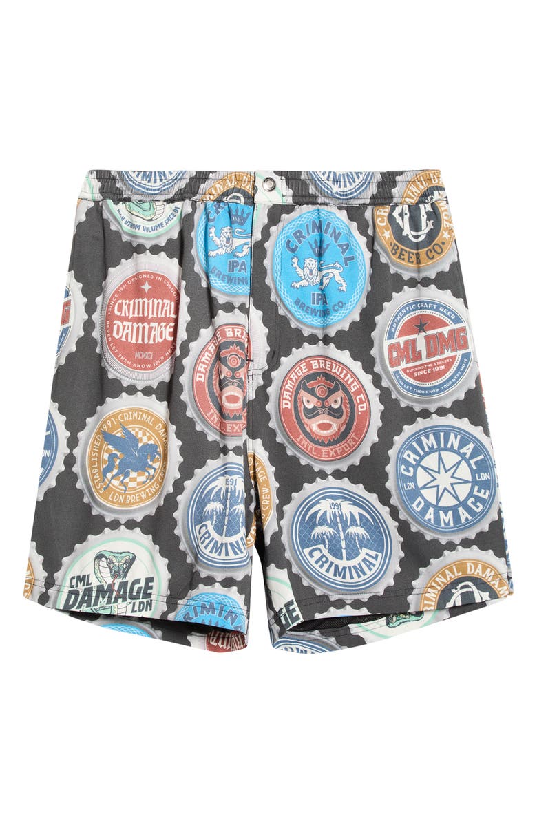 CRIMINAL DAMAGE Bottle Cap Shorts, Main, color, Black Multi