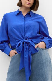 City Chic Elena Tie Waist Button-Up Shirt