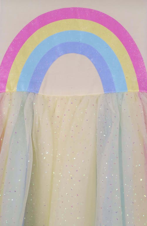 Zunie Cap Sleeve Rainbow Dress In Yellow Multi