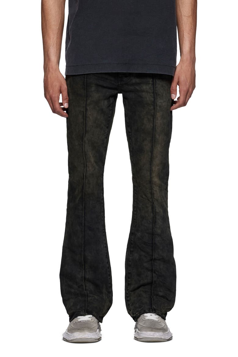 Pintuck Flare Leg Jeans, Main, color, BROWN