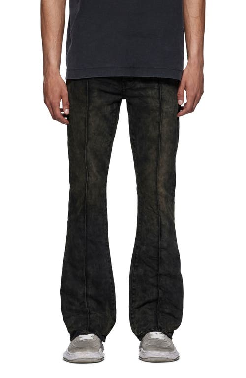 PURPLE BRAND Pintuck Flare Leg Jeans in Brown 