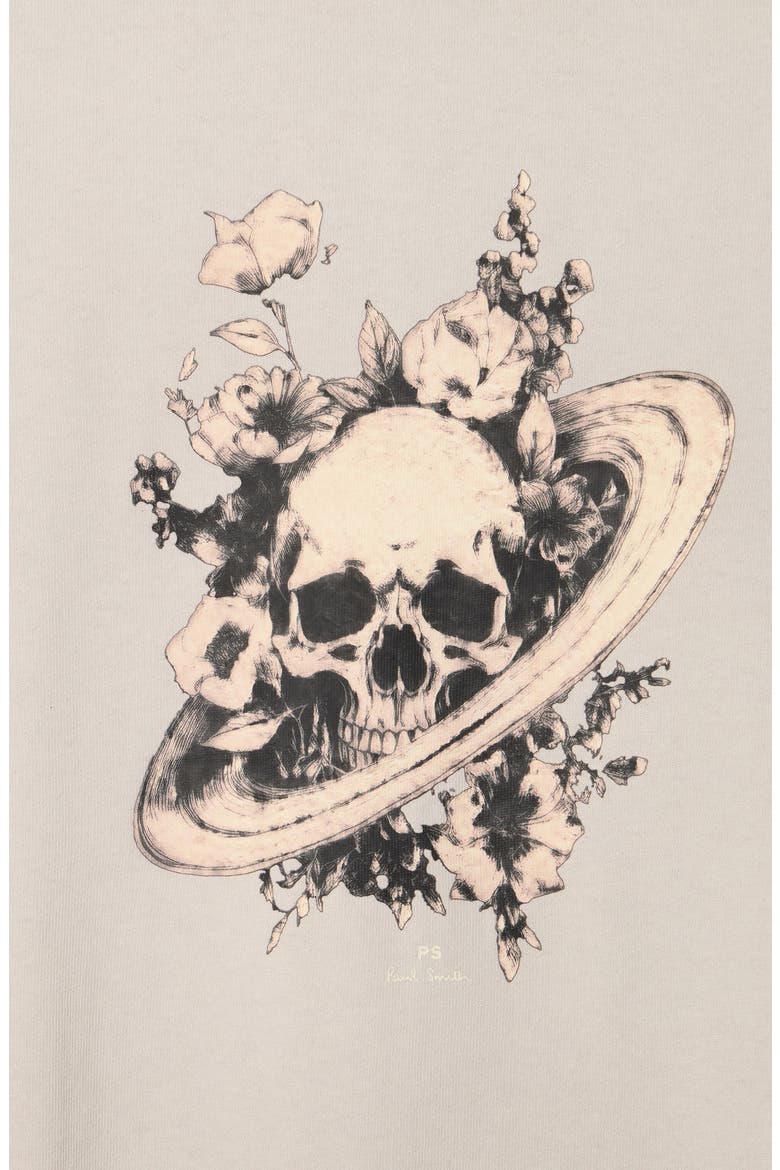 Skull Floral Graphic T-Shirt, Alternate, color, GREY