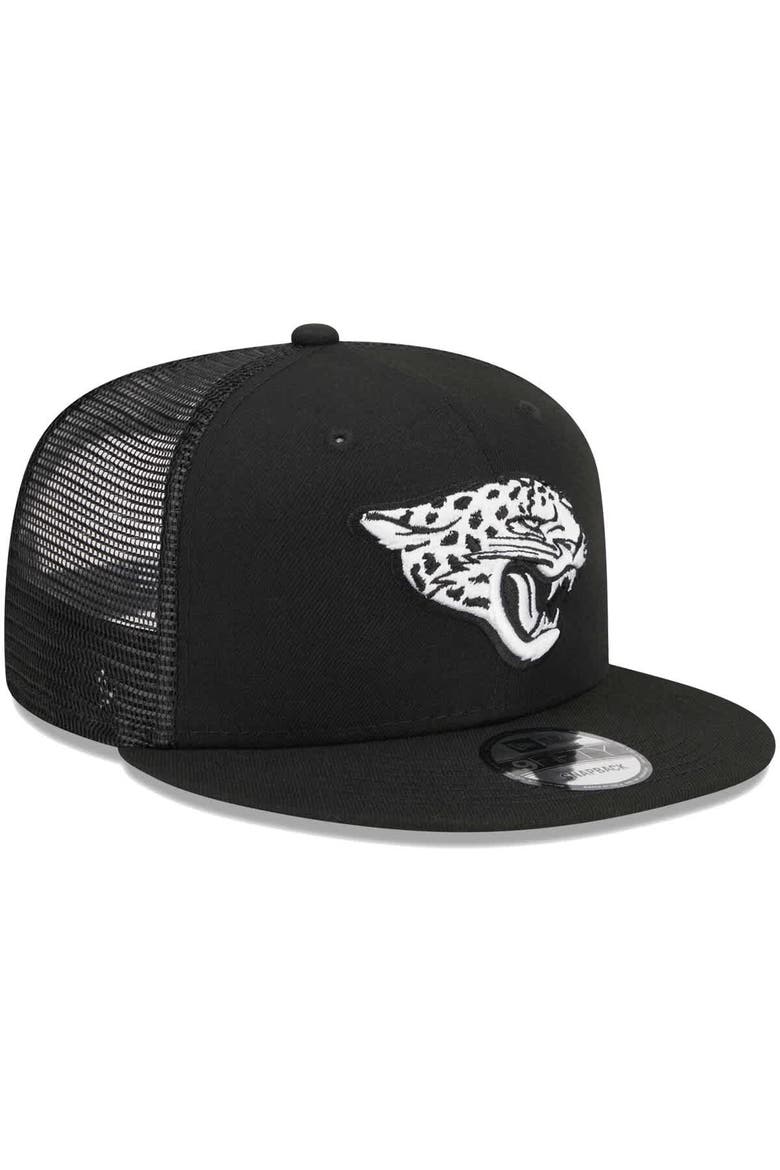 Men's New Era Black Jacksonville Jaguars  Main Trucker 9FIFTY Snapback Hat, Alternate, color, Black