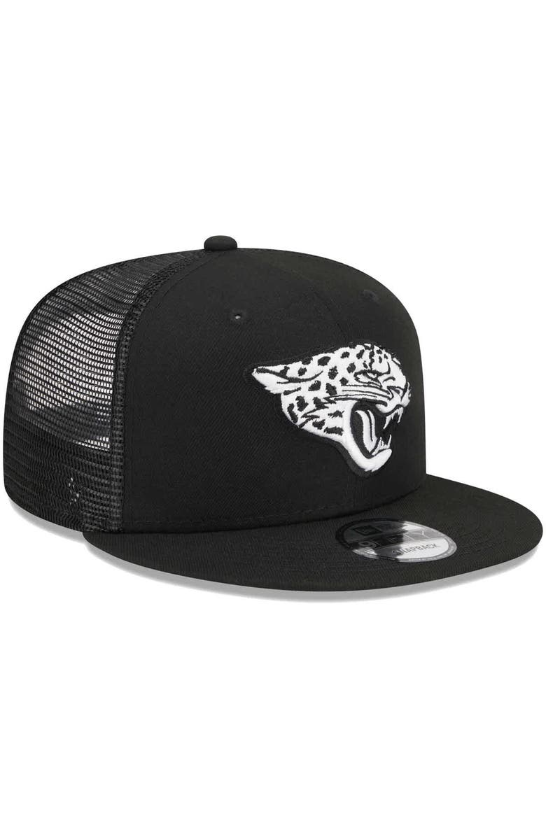 New Era Men's New Era Black Jacksonville Jaguars Main Trucker 9FIFTY Snapback Hat, Alternate, color, Black