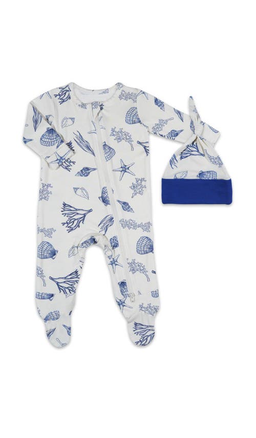 Everly Grey Jersey Long Sleeve Footie & Hat Set In White