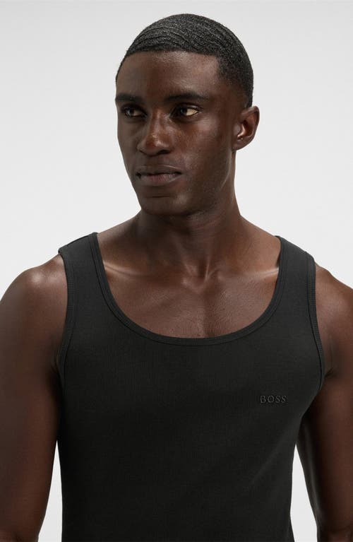 Hugo Boss Three-pack Of Cotton Tank Tops With Embroidered Logos In Black