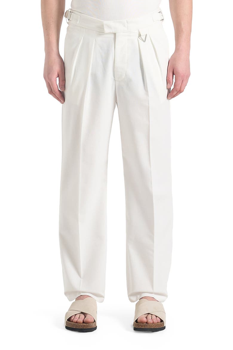 Pierre Relaxed Fit Linen Pleated Trousers, Alternate, color, White