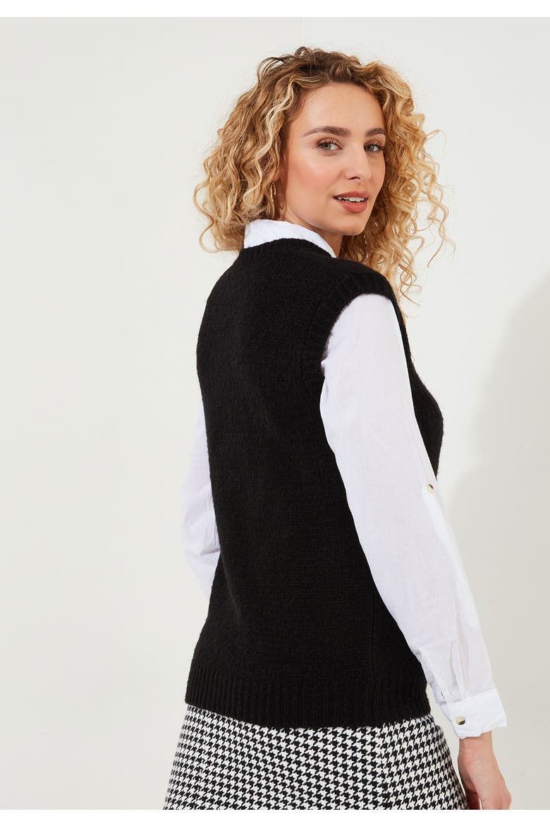 Rib V-Neck Sweater Vest, Alternate, color, BLACK