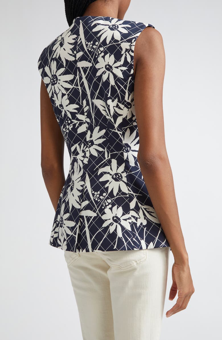 Veronica Beard Lois Floral Mixed Print Stretch Cotton Vest, Alternate, color,