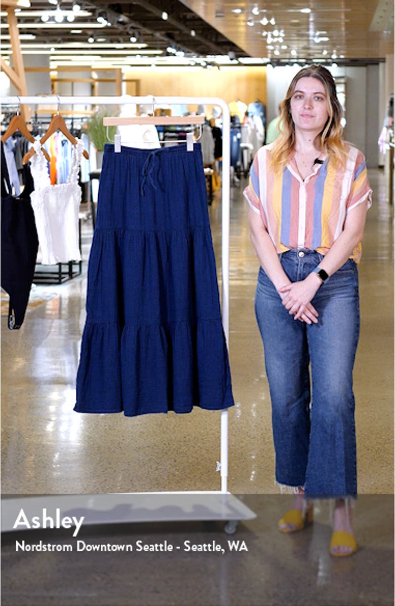 Indie Tiered Cotton Denim Maxi Skirt, sales video thumbnail