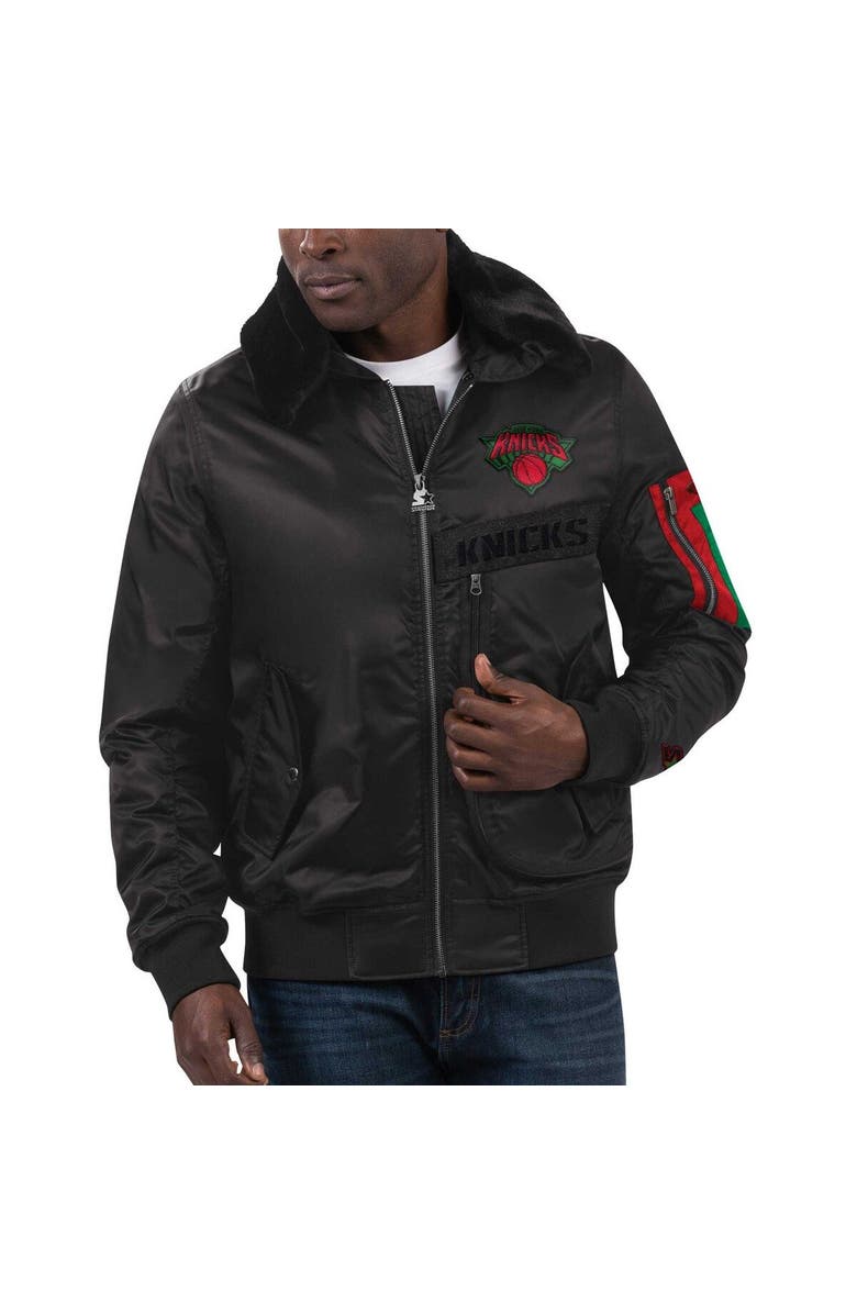 STARTER Men's Starter x Ty Mopkins Black New York Knicks Black History Month Satin Full-Zip Jacket, Alternate, color, 