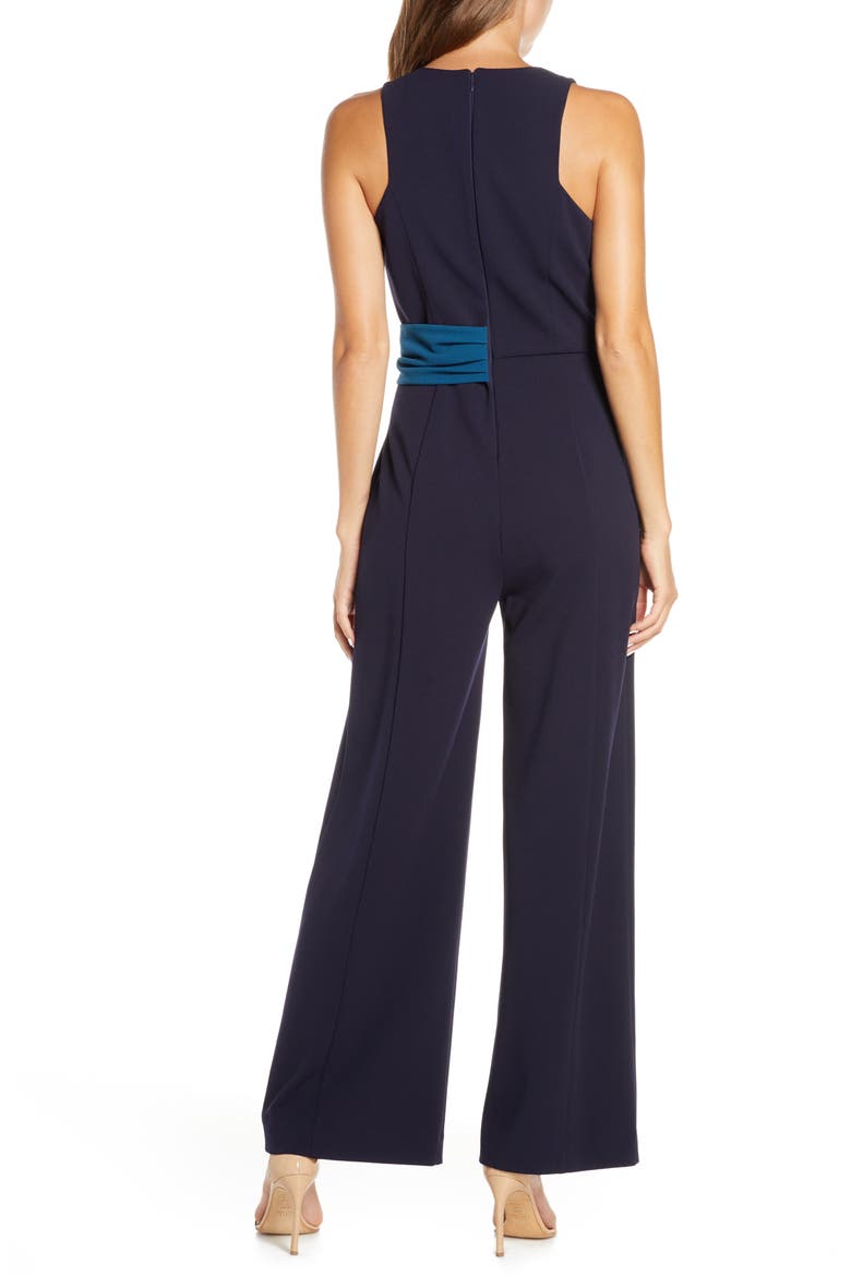 Colorblock Waist Jumpsuit, Alternate, color, NAVY/TEAL
