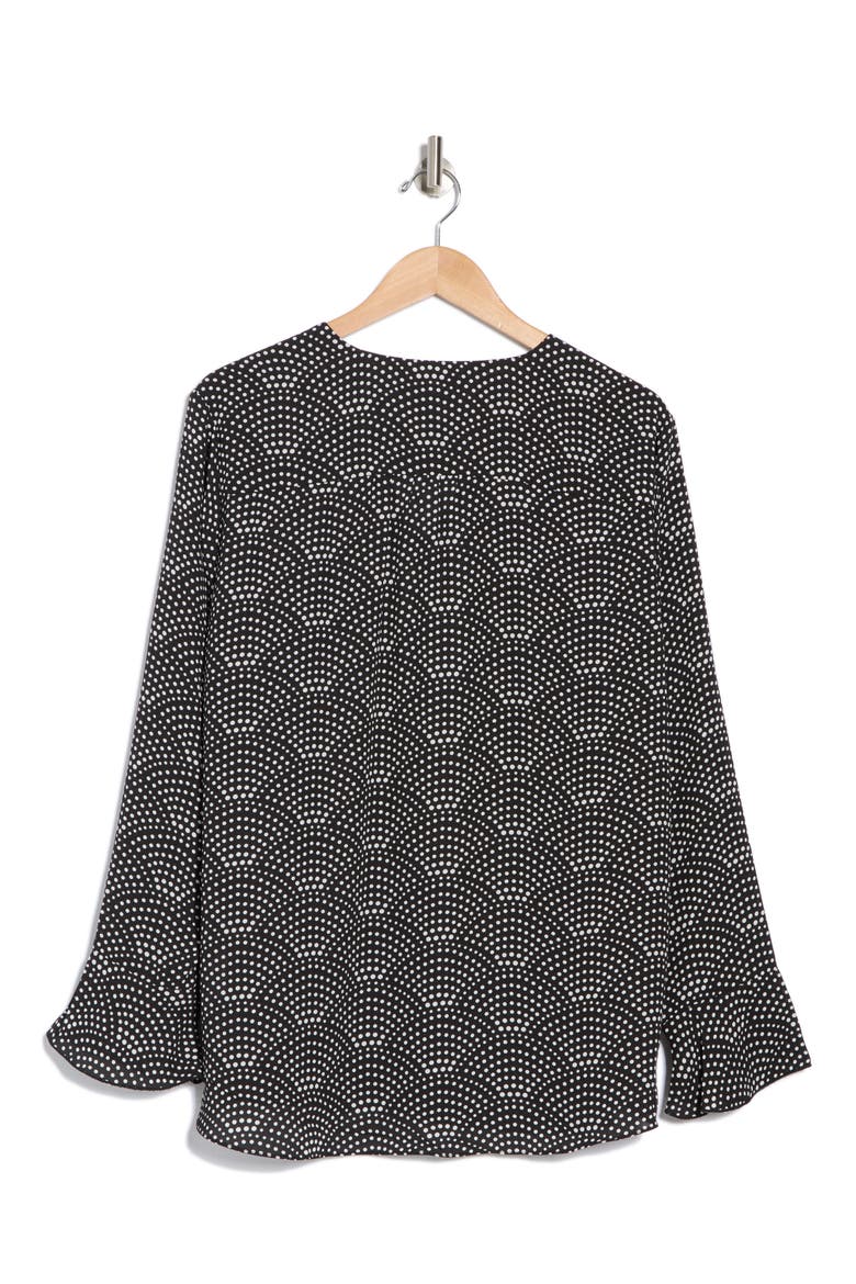 Long Sleeve Button-Up Top, Alternate, color, BLACK IVORY SCALLOPED DOT