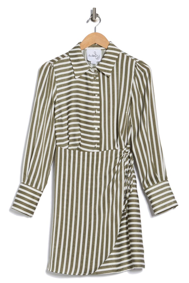 Cabana Stripe Shirtdress, Alternate, color, LODEN/ WHITE