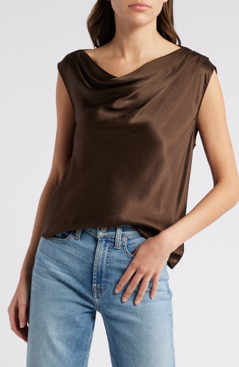 Rails Lilly Cowl Neck Satin Top, Main, color, Dark Moss