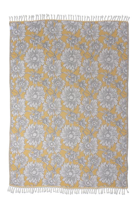 Garden Flower Organic Cotton Medium Weight Throw Blanket