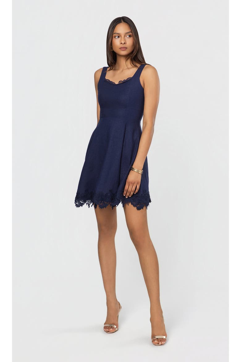Ivy Linen Dress, Alternate, color, French Navy