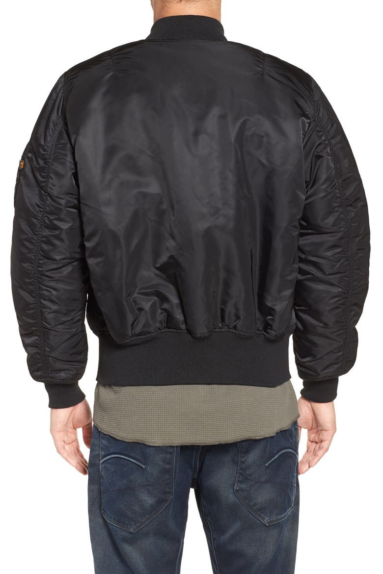 'MA-1' Slim Fit Bomber Jacket, Alternate, color, BLACK