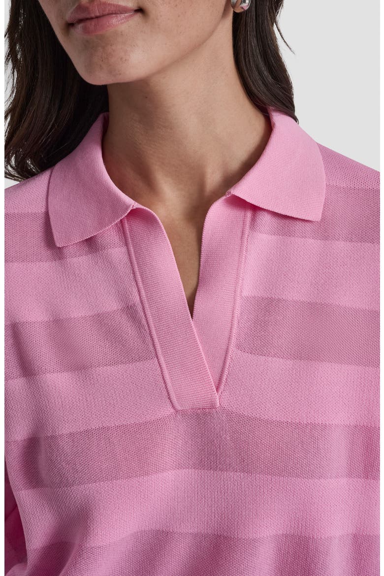 Sheer Stripe Polo, Alternate, color, BRIGHT PEONY